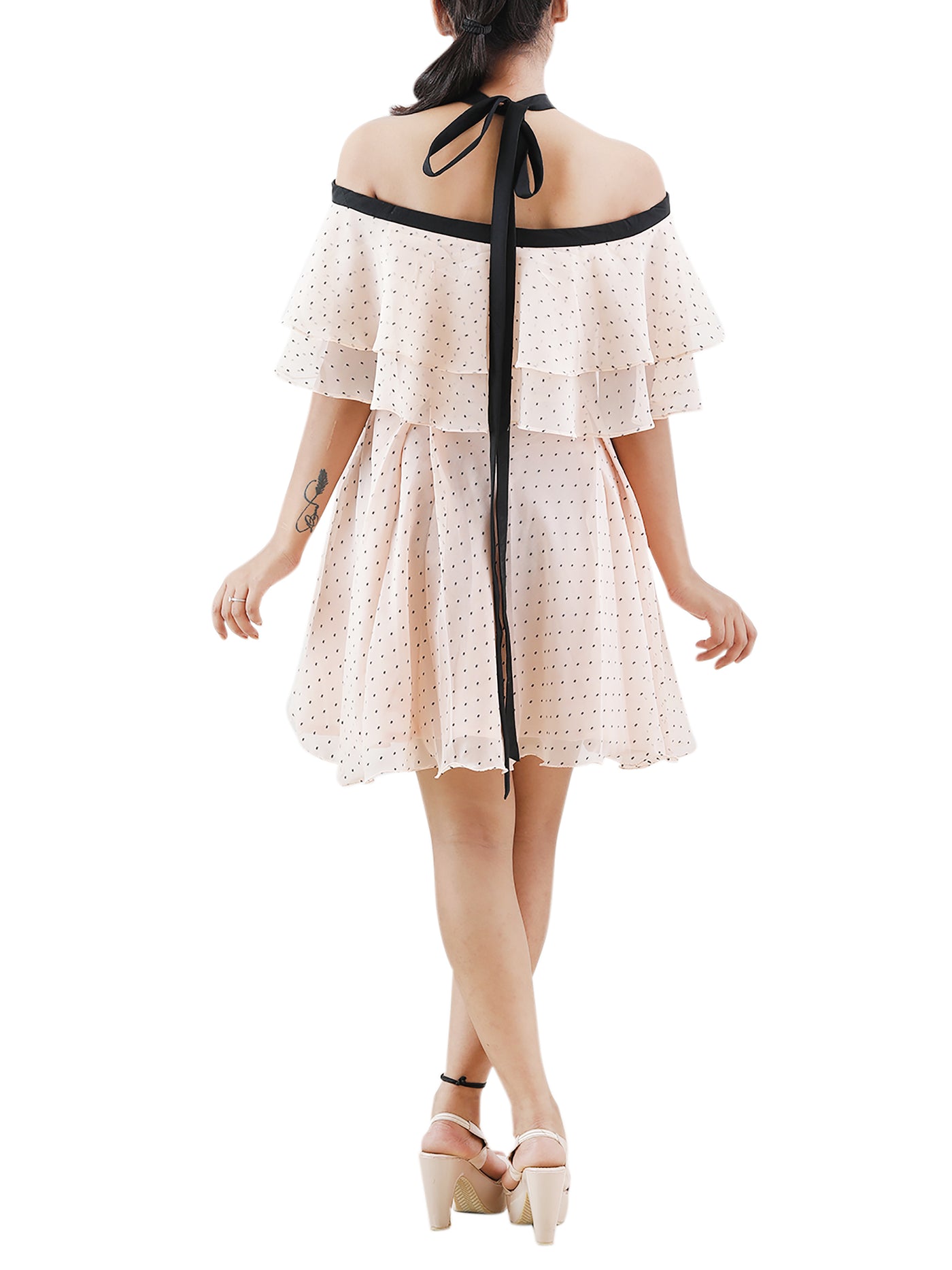 Korean Chic Polka Dot Off-Shoulder Dress