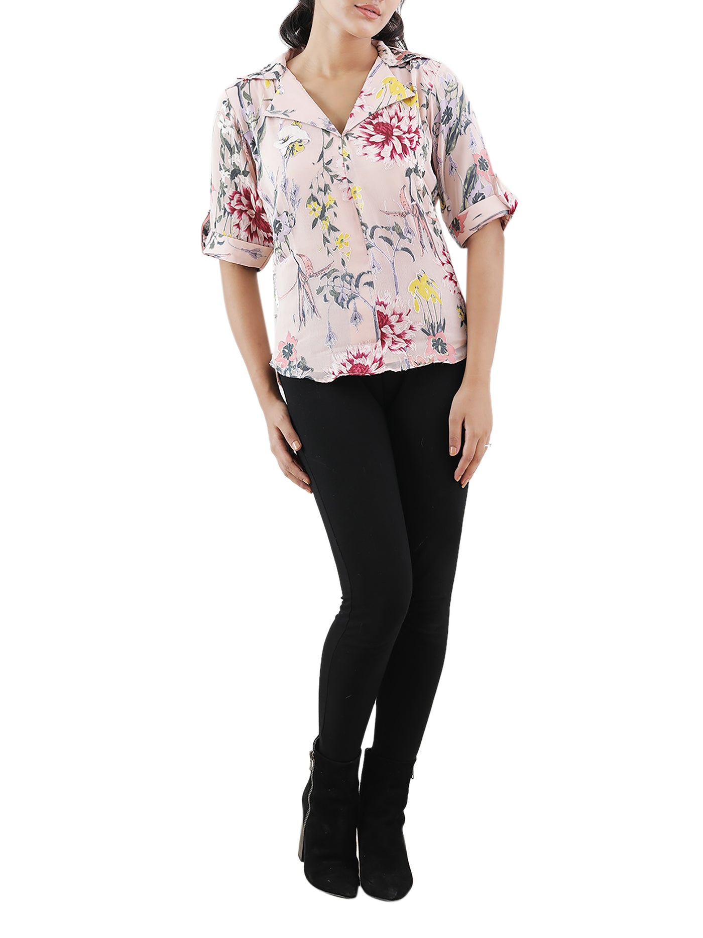 Floral Elegance: Formal Style Shirt-Top